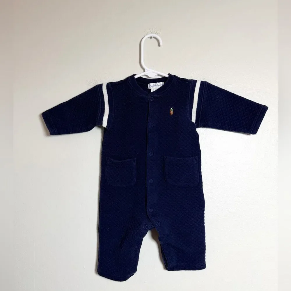 Ralph Lauren Blue Quilted One Piece for Baby - Size 6 Months